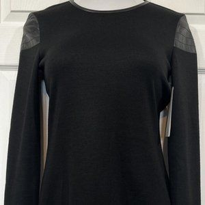 BLKDNM long sleeve dress with leather details